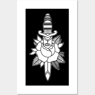 HomeSchoolTattoo Dagger and Rose Posters and Art